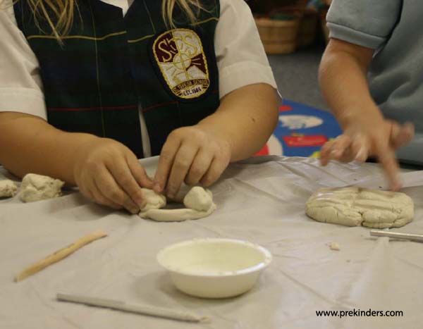 children using clay