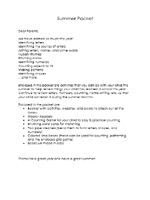 Summer Packet Letter