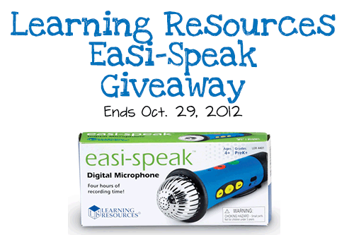 Learning Resources Easy Speak Giveaway - Ends Oct. 29, 2012! Learning Resources Easy Speak Giveaway - Ends Oct. 29, 2012!