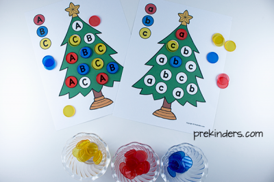 Alphabet Christmas Tree Mats: Printables in Uppercase & Lowercase