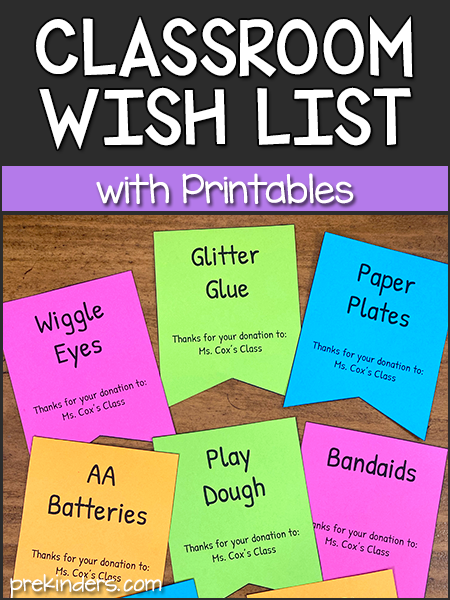 Classroom Wish List - PreKinders