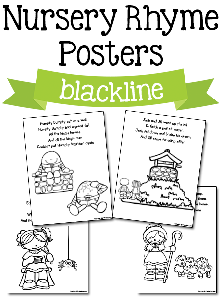 Nursery Rhyme Posters In Blackline Free Printables PreKinders