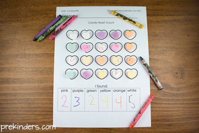 Valentine Heart Candy Math Activities - PreKinders Preschool Activities