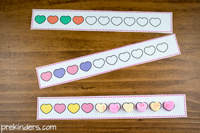 Valentine Heart Candy Math Activities - PreKinders Preschool Activities