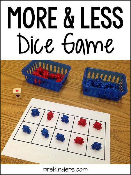more and less dice game prekinders