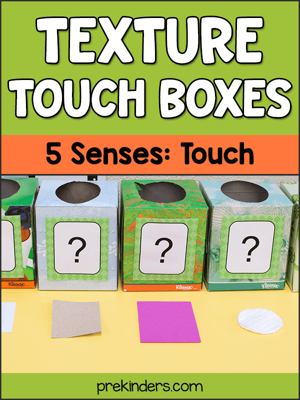 texture touch boxes, feely boxes for science center, 5 sense activity