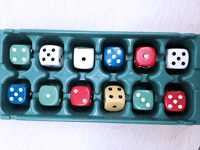 ice cube tray storage for dice