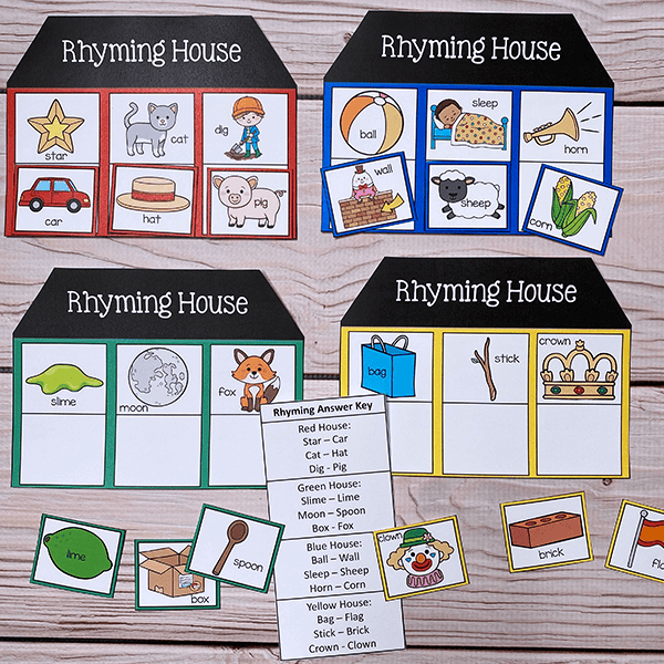 Family Theme Literacy Activities I Spy Rhyming Houses